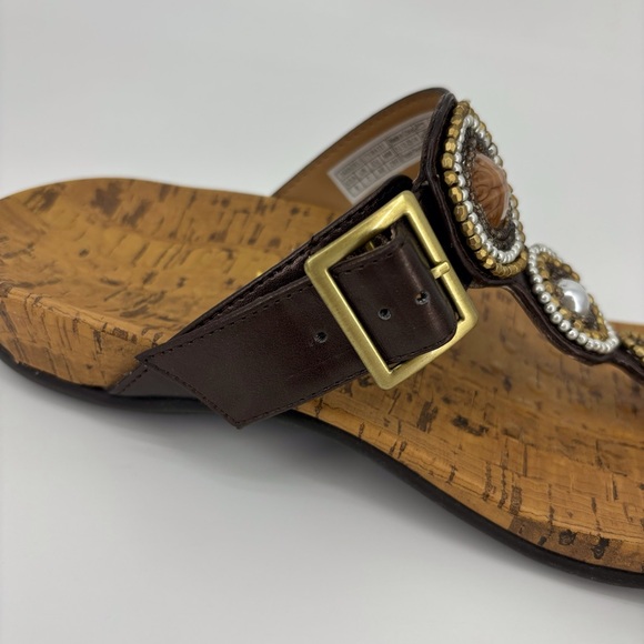 Vionic NEW Adelie Bronze Brown Toe Post Orthaheel Beaded Sandals, 9 - Picture 6 of 16